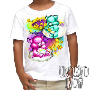 Care Bears Watercolor Wishes - Kids Unisex WHITE Girls and Boys T shirt