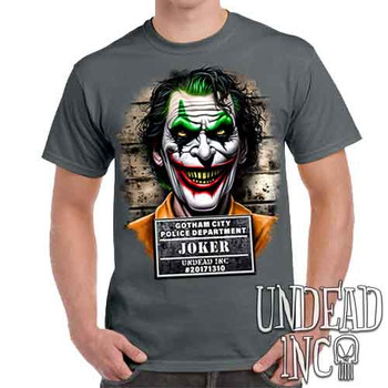 Joker Mugshot - Men's Charcoal T-Shirt