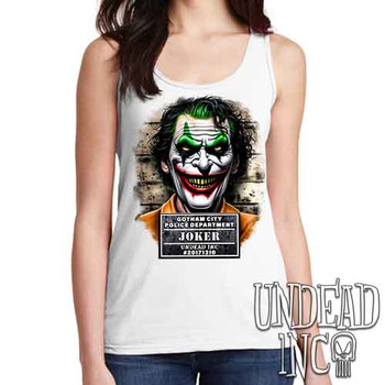 Joker Mugshot - Ladies WHITE Singlet Tank