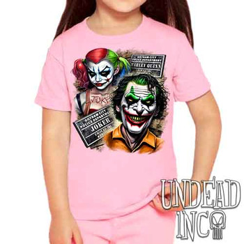 Gotham Police Department Mugshots - Kids Unisex PINK Girls and Boys T shirt