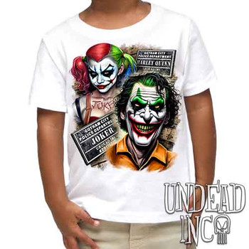 Gotham Police Department Mugshots - Kids Unisex WHITE Girls and Boys T shirt