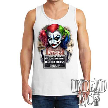 Harley Quinn Mugshot - Men's WHITE Tank Singlet