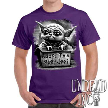 Grogu Adopt Me Black & Grey - Men's Purple T-Shirt