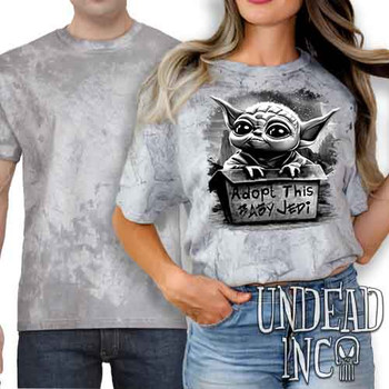 Grogu Adopt Me Black & Grey - UNISEX COLOUR BLAST SMOKE T-Shirt