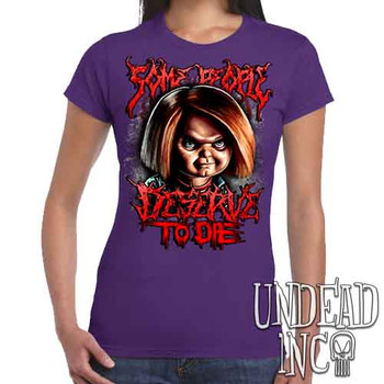 Chucky "Some People" - Women's FITTED PURPLE T-Shirt