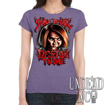 Chucky "Some People" - Women's FITTED HEATHER PURPLE T-Shirt