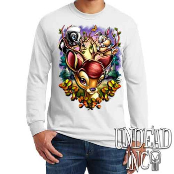 Bambi Woodland Antlers - Men's Long Sleeve WHITE Tee