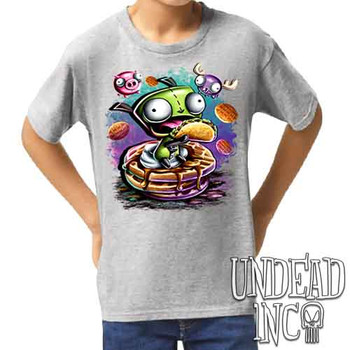 Invader Zim Gir Waffles - Kids Unisex GREY Girls and Boys T shirt