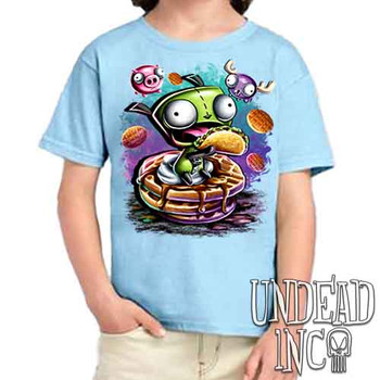 Invader Zim Gir Waffles - Kids Unisex BLUE Girls and Boys T shirt