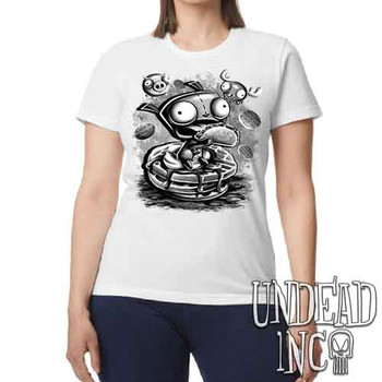 Invader Zim Gir Waffles Black & Grey - Women's REGULAR WHITE T-Shirt