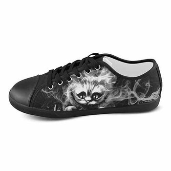 Alice In Wonderland Cheshire Cat LADIES Black Grey Canvas Shoes