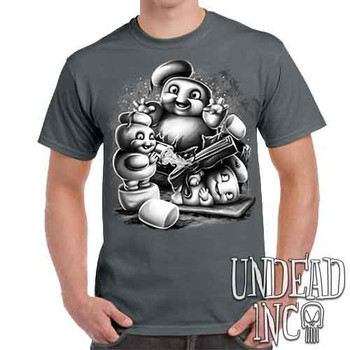 Mini Puft Madness  Black & Grey - Men's Charcoal T-Shirt