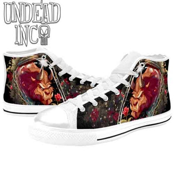 Cursed Beast White Women's Classic High Top Canvas Shoes