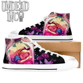 Dreaming Of Wonderland White Women's Classic High Top Canvas Shoes