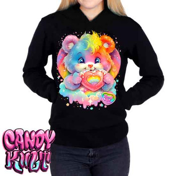 For The Love Of Rainbows Retro Candy - Ladies / Juniors Fleece Hoodie