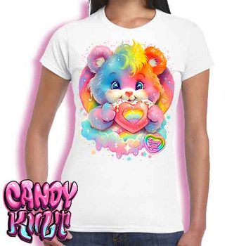 For The Love Of Rainbows Retro Candy - Women's FITTED WHITE T-Shirt