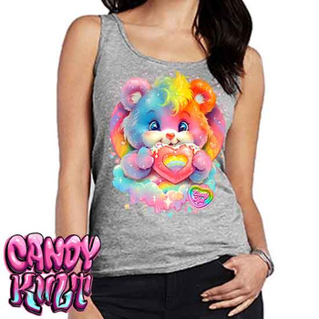 For The Love Of Rainbows Retro Candy - Ladies GREY Singlet Tank