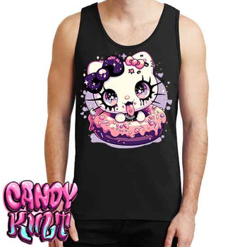 Goth Kitty Donut Kawaii Candy - Mens Tank Singlet