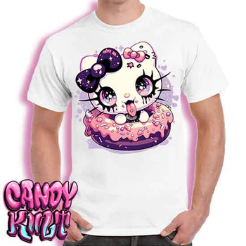 Goth Kitty Donut Kawaii Candy - Men's White T-Shirt