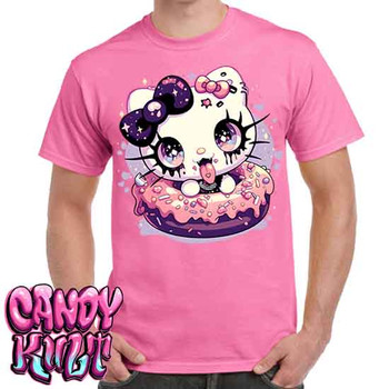 Goth Kitty Donut Kawaii Candy - Men's Pink T-Shirt