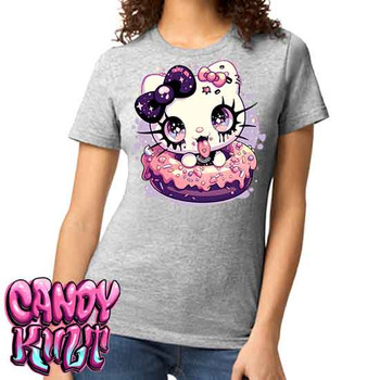 Goth Kitty Donut Kawaii Candy - Women's REGULAR GREY T-Shirt