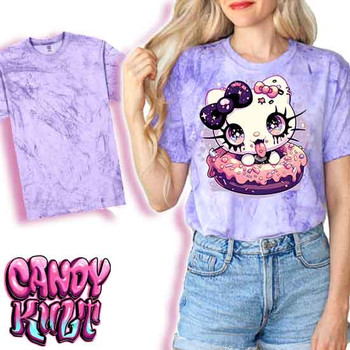 Goth Kitty Donut Kawaii Candy - UNISEX COLOUR BLAST PURPLE T-Shirt