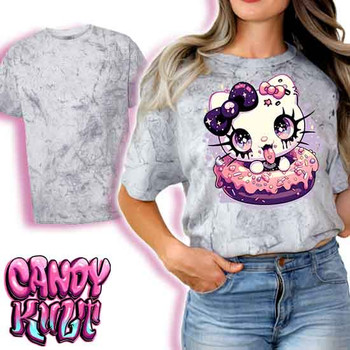 Goth Kitty Donut Kawaii Candy - UNISEX COLOUR BLAST SMOKE T-Shirt