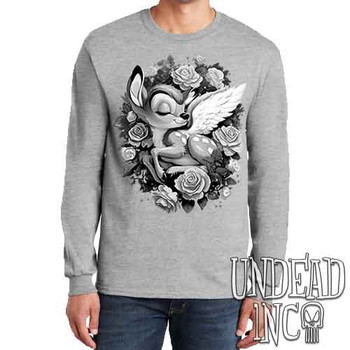 Bambi Cherub Black & Grey - Men's Long Sleeve GREY Tee