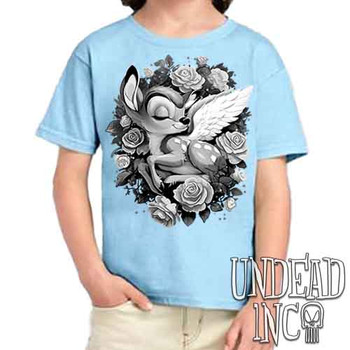 Bambi Cherub Black & Grey - Kids Unisex BLUE Girls and Boys T shirt