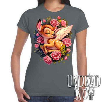 Bambi Cherub - Women's FITTED CHARCOAL T-Shirt