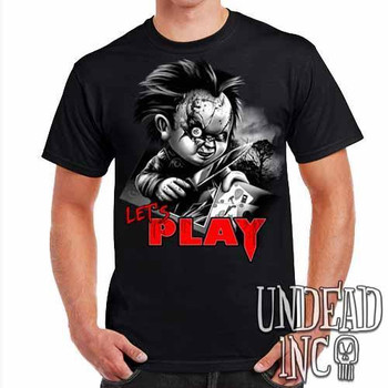 Chucky Let's Play Black Grey - Mens T Shirt