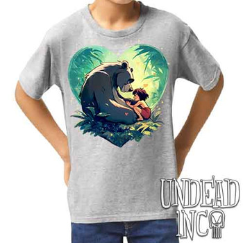 Heart Of The Jungle - Kids Unisex GREY Girls and Boys T shirt