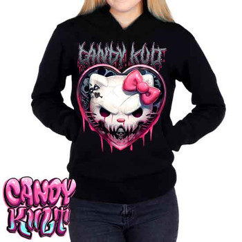 Hardcore Kitty Fright Candy - Ladies / Juniors Fleece Hoodie