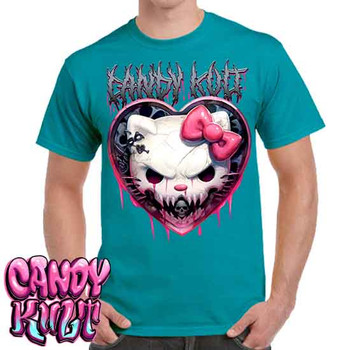 Hardcore Kitty Fright Candy - Men's Teal T-Shirt