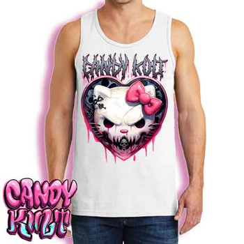 Hardcore Kitty Fright Candy - Men's WHITE Tank Singlet