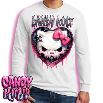 Hardcore Kitty Fright Candy - Men's Long Sleeve WHITE Tee