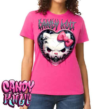 Hardcore Kitty Fright Candy - Women's REGULAR PINK T-Shirt