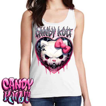 Hardcore Kitty Fright Candy - Ladies WHITE Singlet Tank
