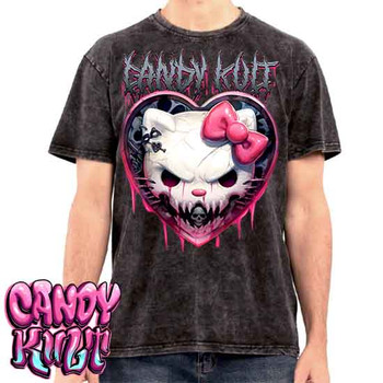 Hardcore Kitty Fright Candy - UNISEX STONE WASH T-Shirt