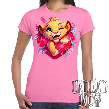 Simba Heart - Women's FITTED PINK T-Shirt