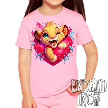 Simba Heart - Kids Unisex PINK Girls and Boys T shirt