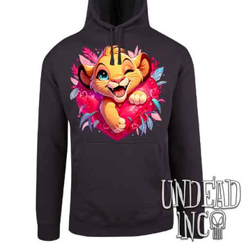 Simba Heart - Mens / Unisex CHARCOAL Fleece Hoodie