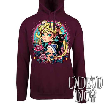 Sailor Moon Tattoo Art - Mens / Unisex MAROON Fleece Hoodie