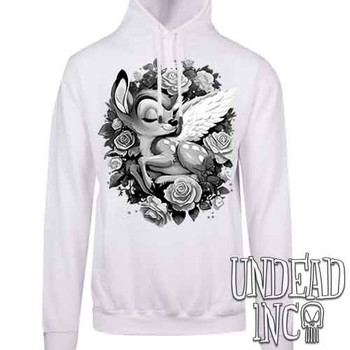 Bambi Cherub Black & Grey - Mens / Unisex WHITE Fleece Hoodie