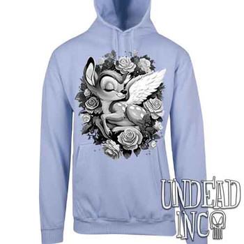 Bambi Cherub Black & Grey - Mens / Unisex LIGHT BLUE Fleece Hoodie