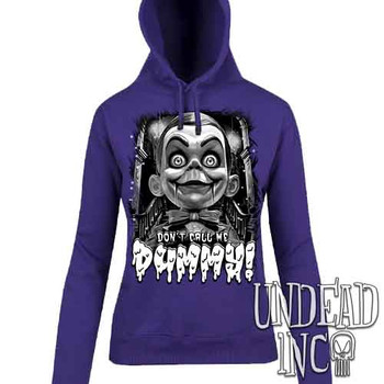 Slappy Don't Call Me Dummy Black & Grey - Ladies / Juniors PURPLE Fleece Hoodie