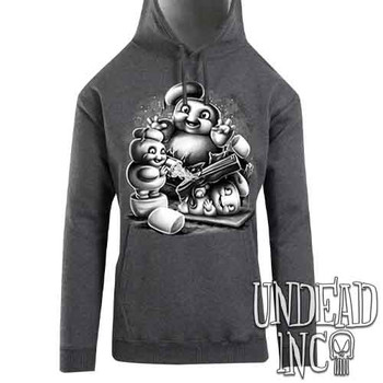 Mini Puft Madness Black & Grey - Mens / Unisex DARK MARL Fleece Hoodie