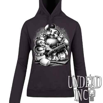 Mini Puft Madness Black & Grey - Ladies / Juniors CHARCOAL Fleece Hoodie