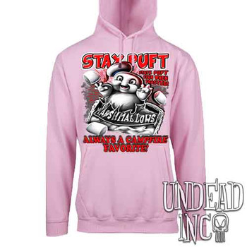 Stay Puft Marshmallows Black & Red - Mens / Unisex LIGHT PINK Fleece Hoodie