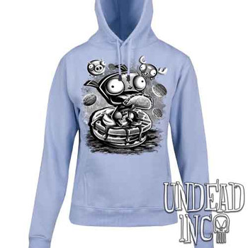 Invader Zim Gir Waffles Black & Grey - Mens / Unisex LIGHT BLUE Fleece Hoodie